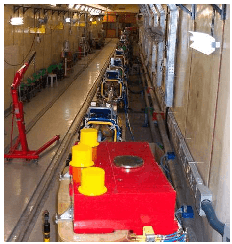 Fig. 27: Transfer line-3 showing main dipole and quadrupole magnets.