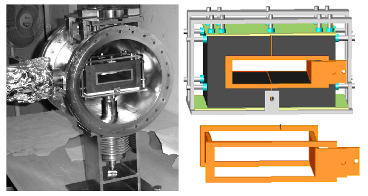 Fig. 54: Injection kicker magnet assembly, showing the soft ferrite core with copper coil.