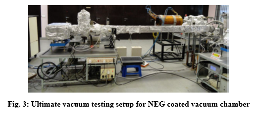 Fig. 3: Ultimate vacuum testing setup for NEG coated vacuum chamber