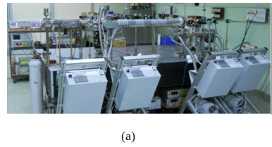 Figure D.2: Photograph of the experimental setup for laser cooling of Kr atoms. (b) CCD fluores-cence images of separated and overlapped cold atom clouds of Kr* atoms in a dual-isotope MOT.