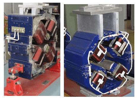 Fig. 44: Quadrupole magnet assemblies, QP-80 (L) and QP-100 (R).