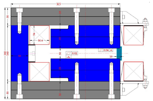 Fig. 66: Cross-section of both 195 and 75-degree dipole magnets.