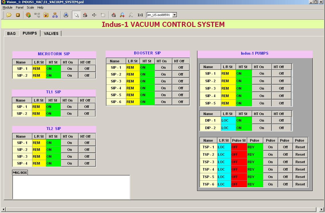 Screenshot of Vacuum Control System GUI