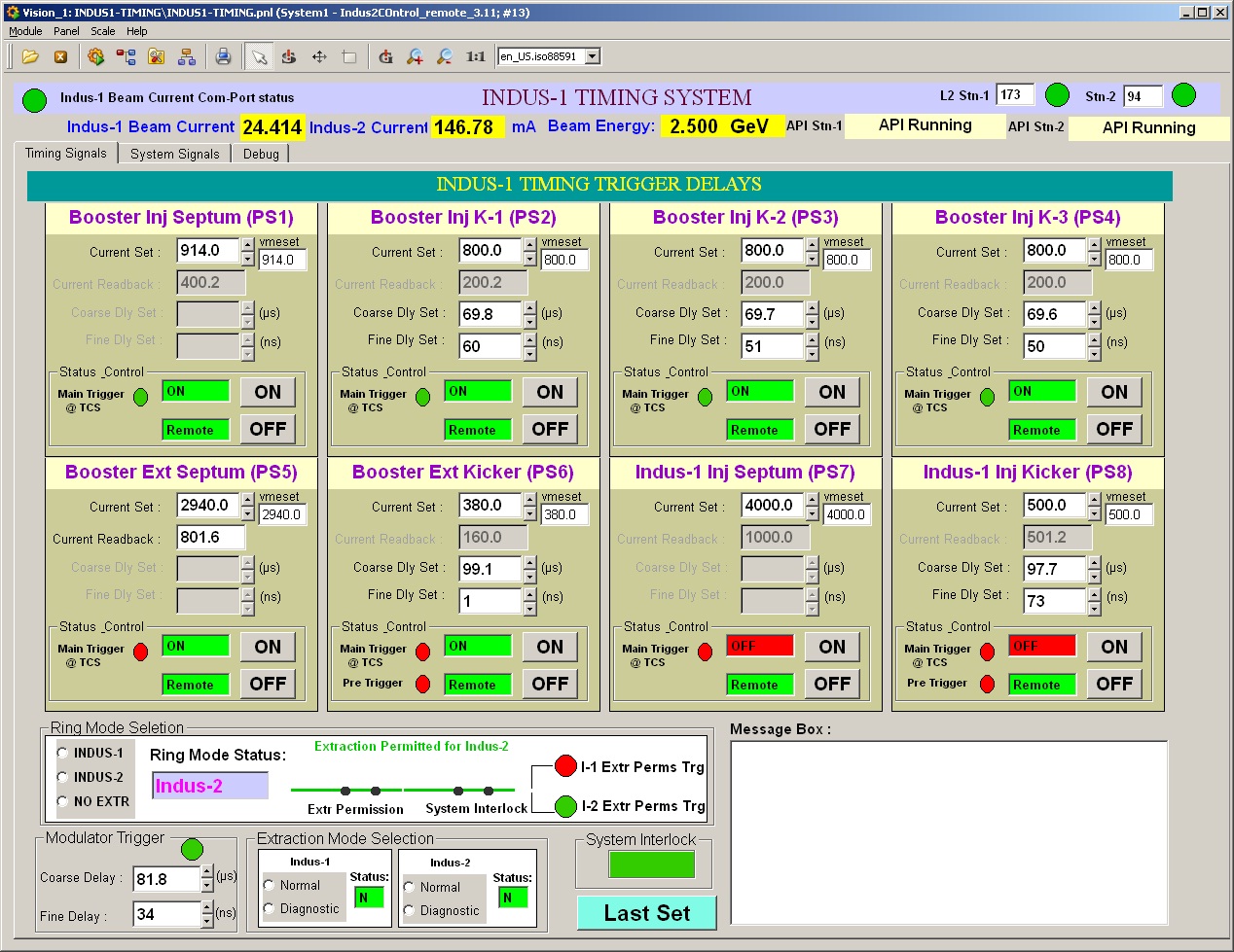 Screenshot of Timing Control System GUI