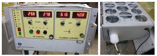Front and back view of developed HV and filament power supply with variable bias 
for scanning electron microscope (BARC)
