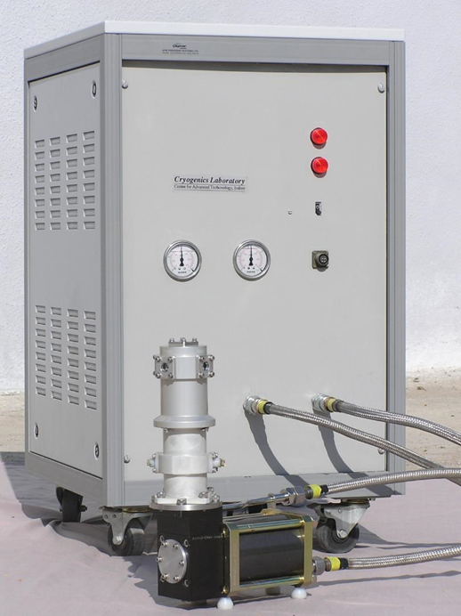 Photo of single stage 30 K cryocooler with compressor and expander module