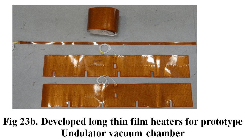 Fig 23b. Developed long thin film heaters for prototype Undulator vacuum chamber