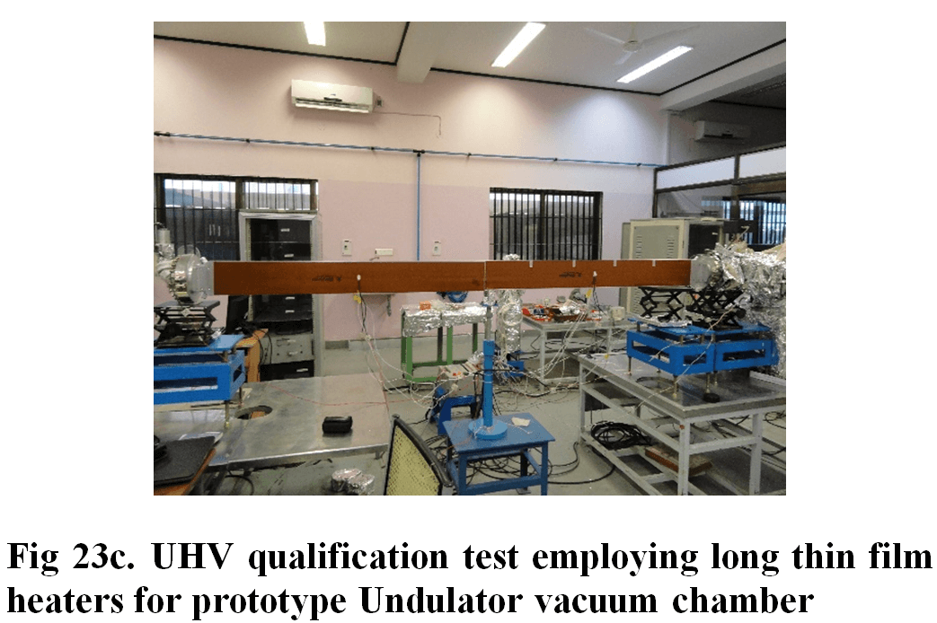 Fig 23c. UHV qualification test employing long thin film heaters for prototype Undulator vacuum chamber