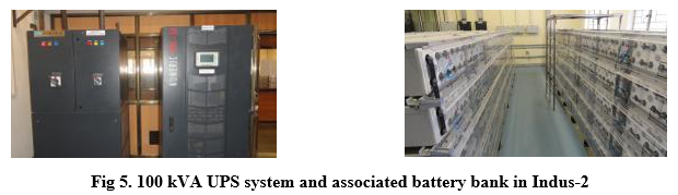 Fig 5. 100 kVA UPS system and associated battery bank in Indus-2