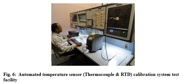Fig. 6:  Automated temperature sensor (Thermocouple & RTD) calibration system test facility