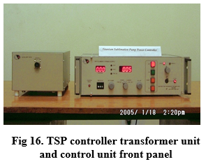 Fig 16. TSP controller transformer unit and control unit front panel 