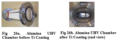 Fig 26a. Alumina UHV Chamber before Ti Coating and Fig 26b. Alumina UHV Chamber after Ti Coating (end view)