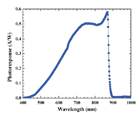 Spectral response of indigenously developed GaAs
photodetector.