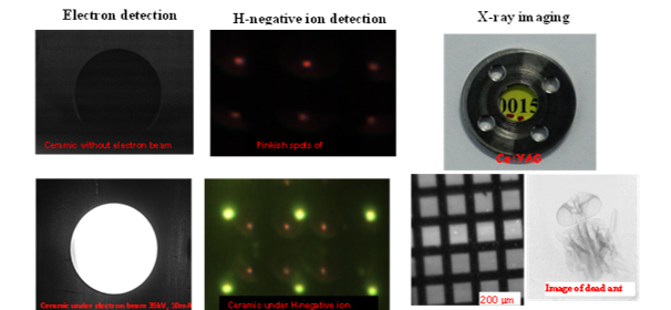 Fig. 7 Detection of electron, H-negative ion and X-ray imaging using Ce:YAG ceramic