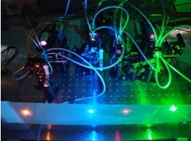 Photograph of the multicolor laser system 